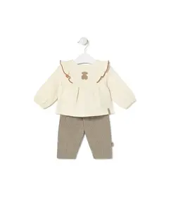 Детский комплект блузка и джоггеры в клетку виши Tous, светло-бежевый