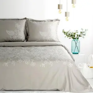 Комплект постельного белья Satin Bedding Set HAFT 10A 160x200 см, 3 предмета: с 2 наволочками 70x80 см, бежевый Eurofirany