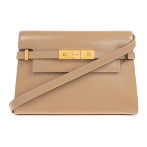 SAINT LAURENT Кожаная сумка через плечо женская бежевая