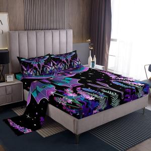 Erosebridal Комплект постельного белья Gothic Moth Decor с богемским принтом скелетов и бабочек в стиле бохо, Multi 7