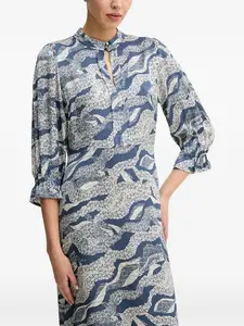 Платье с объемными рукавами и абстрактным принтом Bruuns Bazaar, синий