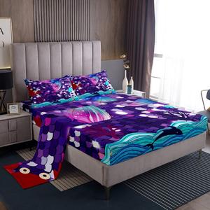 Erosebridal Градиентный комплект постельного белья с розовыми и синими чешуйками русалки в морском стиле, Blue Purple Teal