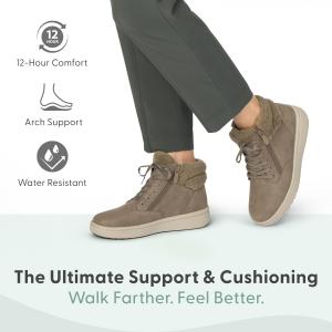 Женские ортопедические ботинки Orthofeet Elin с искусственным мехом для облегчения боли в стопах, Taupe