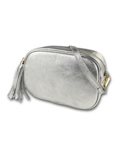 Кожаная сумка через плечо Toscanto, серебристый металлик, примерно 21 см Toscanto