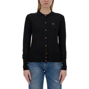 Кардиган вязаный с вышитым логотипом Vivienne Westwood, черный
