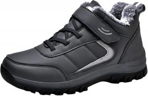 Мужские и женские зимние ботинки, утепленные флисом, слипоны на щиколотку, легкие ботинки с меховой подкладкой, модные спортивные ходовые туфли Generic, #D01-Dark Gray