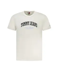 Белая хлопковая мужская футболка с классическим логотипом Tommy Hilfiger, белый