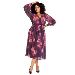 Платье Elena plus size Avenue, Berry Blurred Floral