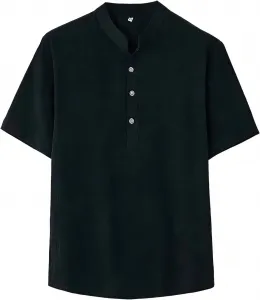 Футболка летняя мужская из хлопка и льна, Casual, короткий рукав, свободный крой