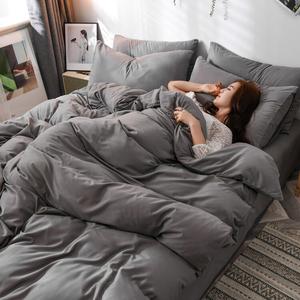 Muji Комплект постельного белья из 4 предметов, 1.8 м (пододеяльник 180х220 см), цвет Dark Gray