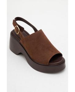 Кожаные сандалии на танкетке с платформой Power (женские) Forever & Always Shoes, Dark brown suede leather