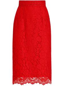 Юбка миди с цветочным кружевом Dolce & Gabbana, красный