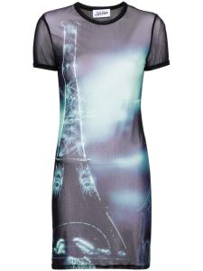 Jean Paul Gaultier сетчатое платье мини с принтом Pigalle, синий