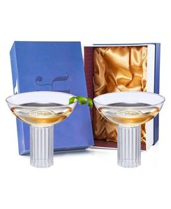 Винтажные ребристые бокалы в стиле ар-деко, набор из 2 штук The Wine Savant, прозрачный