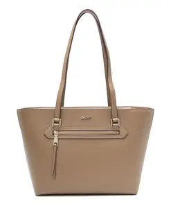 Синяя кожаная сумка-тоут с логотипом Dkny, бежевый