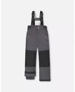 Детские унисекс однотонные снежные штаны для игр темно-серые - для малышей и детей Deux Par Deux