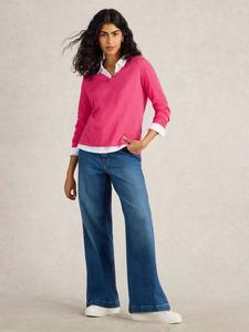 Джемпер из органического хлопка с v-образным вырезом naria rich White Stuff, цвет Bright Pink