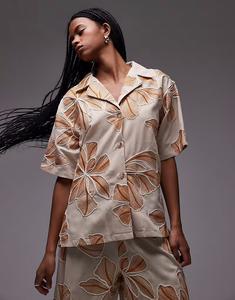 Рубашка Topshop coord resort с натуральным цветочным узором