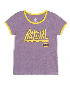 Футболка с контрастной окантовкой DC Comics Batgirl для девочек Justice League, фиолетовый