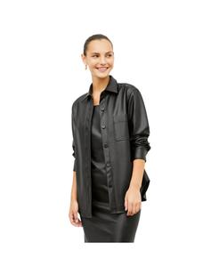 Женская куртка-рубашка Sierra из искусственной кожи свободного кроя MMLaFleur, Black