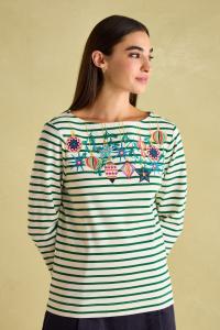 Праздничный бретонский топ с вырезом лодочкой в порту Joules, зеленый