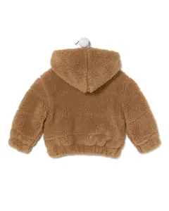 Детское пальто с капюшоном из овечьей шерсти Tous, светло-коричневый