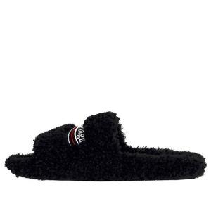 Сандалии furry slides 'black red' Balenciaga, черный
