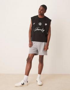 Майка свободного кроя ASOS DESIGN с принтом на спине черного цвета