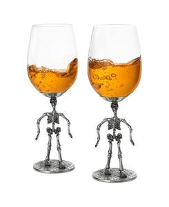 Набор из 2 бокалов для вина на ножке в форме скелета The Wine Savant, прозрачный