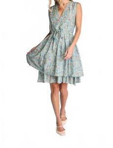 Дафна мини-платье с V-образным вырезом в разноцветном принте Sundays, мультиколор