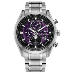 Экология Drive Collection, водонепроницаемые 100 м, световая подзарядка, кварцевый механизм, титановый ремешок CITIZEN, фиолетовый watch dial