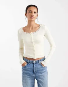 Лимонно-желтый комплект из майки и кардигана тонкой вязки Brave Soul с кружевной отделкой