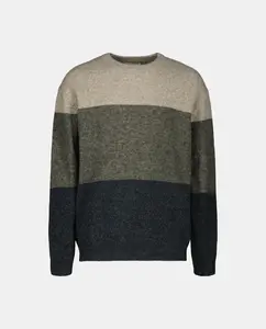 Мужской джемпер с круглый вырезом из смеси шерсти с мягкой отделкой Green Coast, коричневый