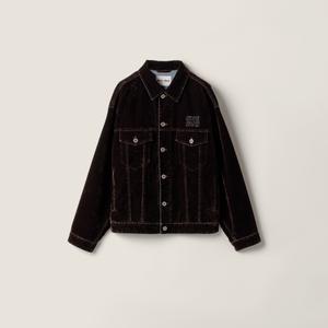 Куртка из шамбре с флокированием MIU MIU, коричневый