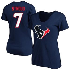 Женская футболка с V-вырезом Houston Texans plus size с именем и номером игрока c j stroud в альтернативном логотипе цвета navy Fanatics