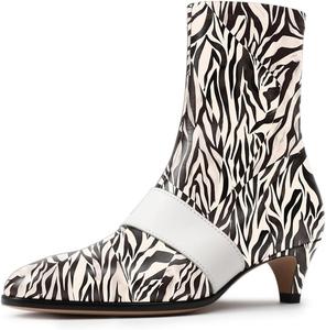 Женские сексуальные ботильоны Zszszsu с острым носком, ремешком и низким каблуком-китен, легко надеваются, праздничные короткие ботинки для вечеринок, повседневной носки, зимние и осенние образы, размеры 4-16 США, Black And White Stripes