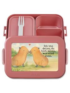 Mr. & Mrs. Panda Дизайн бенто-бокса «Любовь к капибаре» с надписью, пастельно-красный цвет
