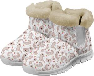 Женские зимние ботинки с утеплителем и меховой подкладкой, короткие ботильоны, наружные ботинки с эффектом памяти и пушистым материалом для дома и улицы Glomenade, Cute Sloth