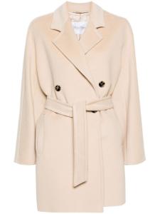 Двубортное пальто из смесовой шерсти Max Mara, бежевый