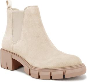 Ботильоны на платформе с массивным каблуком Juliet Holy Womens с гладкой подошвой, челси, на шнуровке, кожаные, в стиле «боевые», Nude