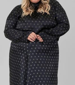 Блузка с высоким воротником и солнечным принтом - плюс размера, черная Vince