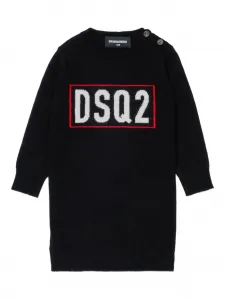 Платье с застежкой на пуговицы и круглым вырезом Dsquared2 Kids, черный