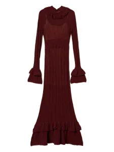 Трикотажное платье макси с оборками TWINSET, красный