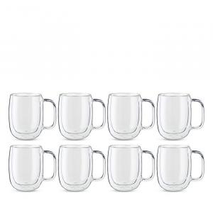 Zwilling J.A. Стеклянные кружки для кофе Henckels Sorrento Plus, набор из 8 шт, белый