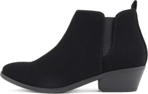 Ботильоны для женщин Soda «CHARMER» с остроконечным носком, эластичными вставками, низким каблуком и застежкой-молнией, Black Nubuck