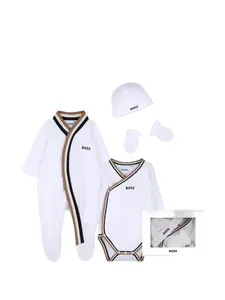 Комплект полосатых боди Boss Kidswear, белый
