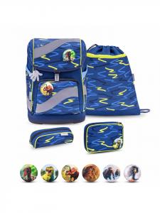 Belmil Набор из 5 предметов: школьная сумка Smarty Sketch, салатовый цвет, синий. Размеры: В37хД26хШ18 см