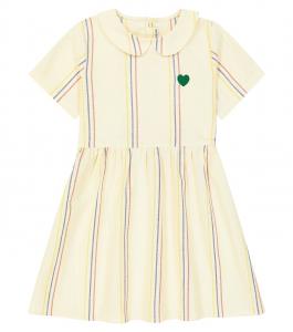 Полосатое платье из хлопка и льна Mini Rodini, белый