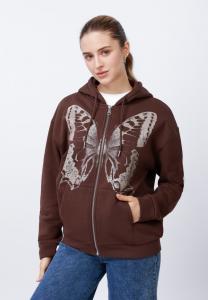 Толстовка Even&Odd Zip-up sweatshirt, Brown With Sand Print/Brown