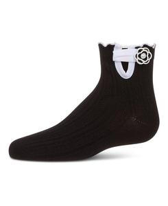 Детские носки с цветочным принтом и пуговицами на щиколотке MeMoi, Black